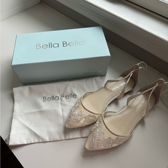 Bella Belle Alicia Ivory Lace Wedding Ballet Flats – Size 10 - Picture 2 of 9